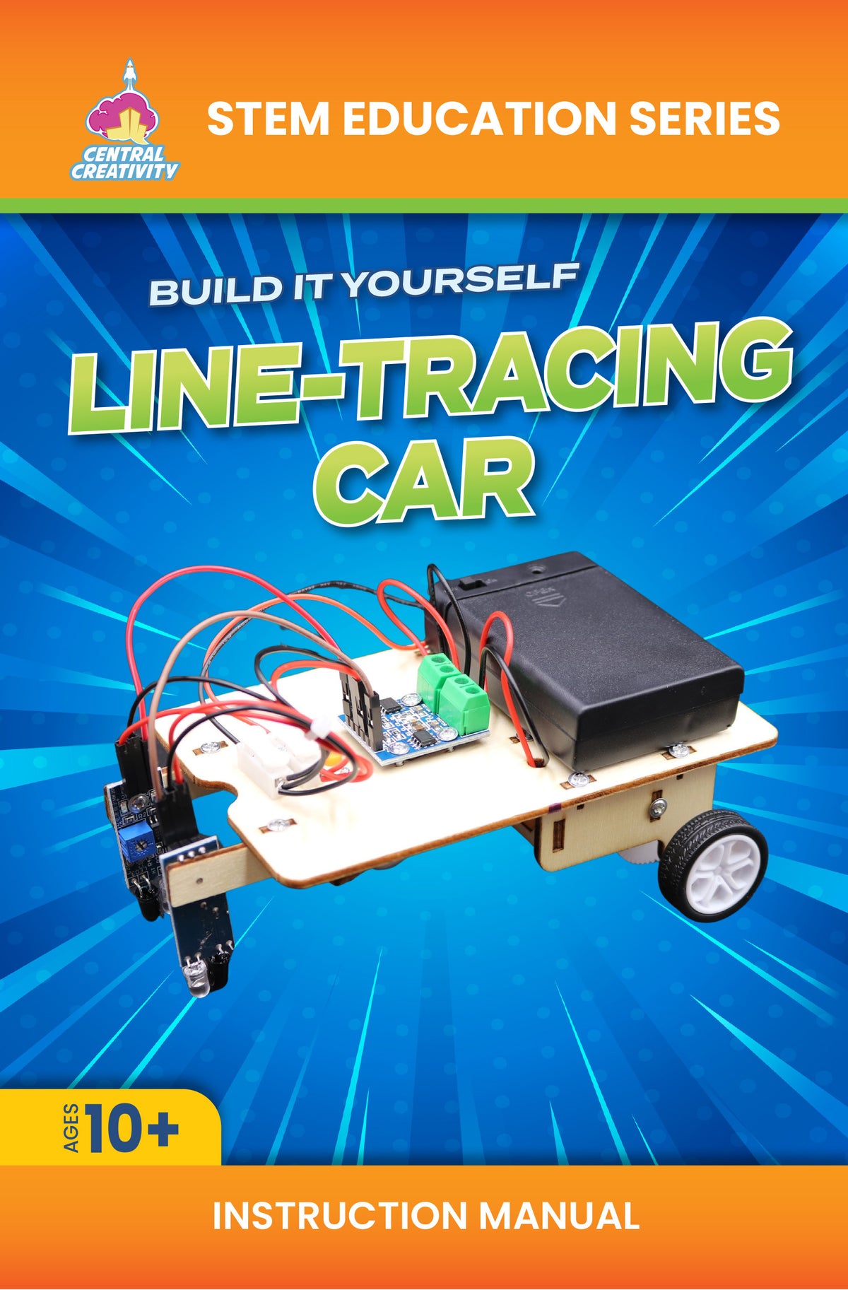 The cover of the illustrated build guide that comes with the Line Tracing Car.
