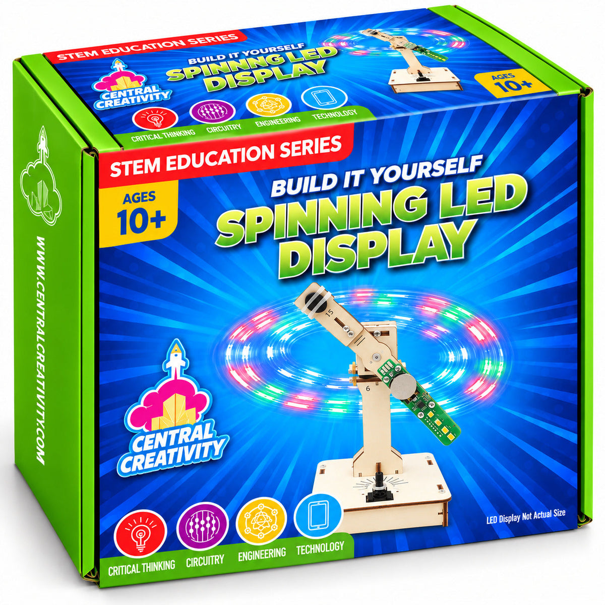 Spinning LED Display kit box, Central Creativity STEM Education Series, ages 10 plus