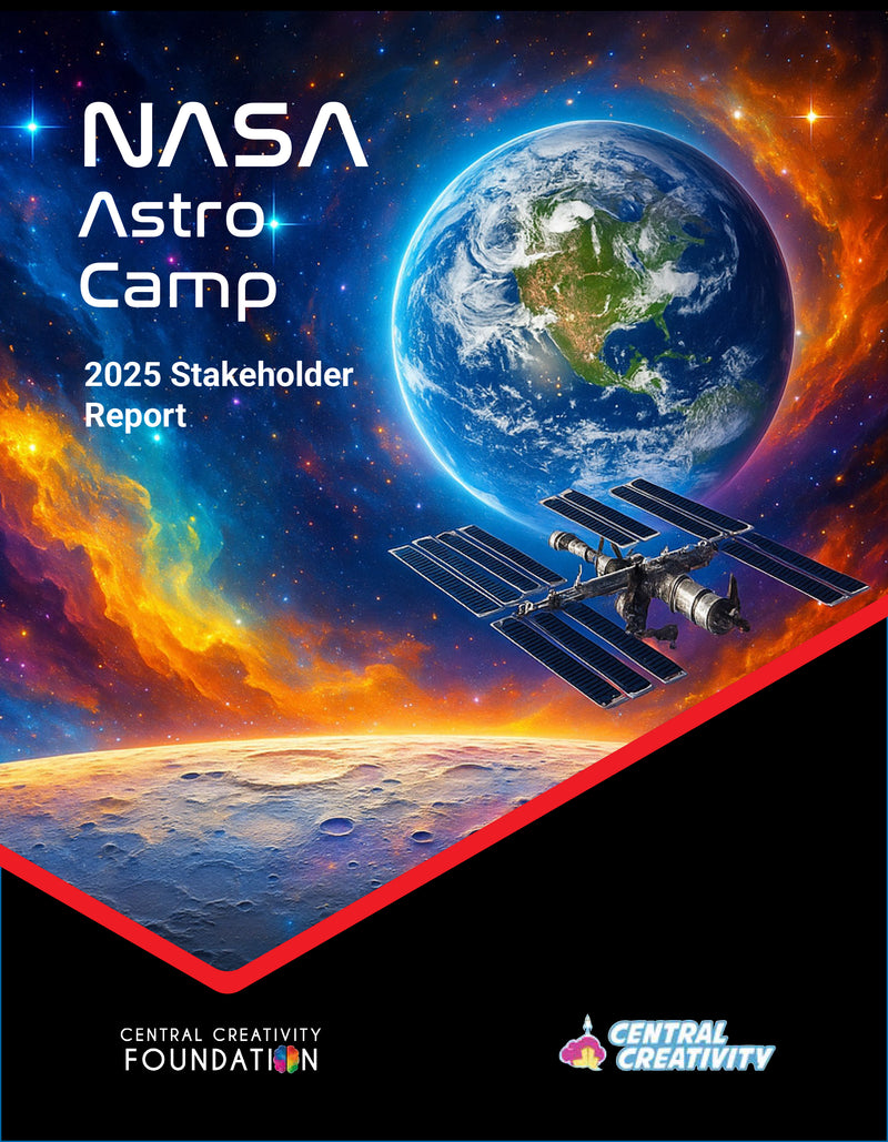 The cover of Central Creativity&rsquo;s 2025 NASA ASTRO CAMP stakeholder report.