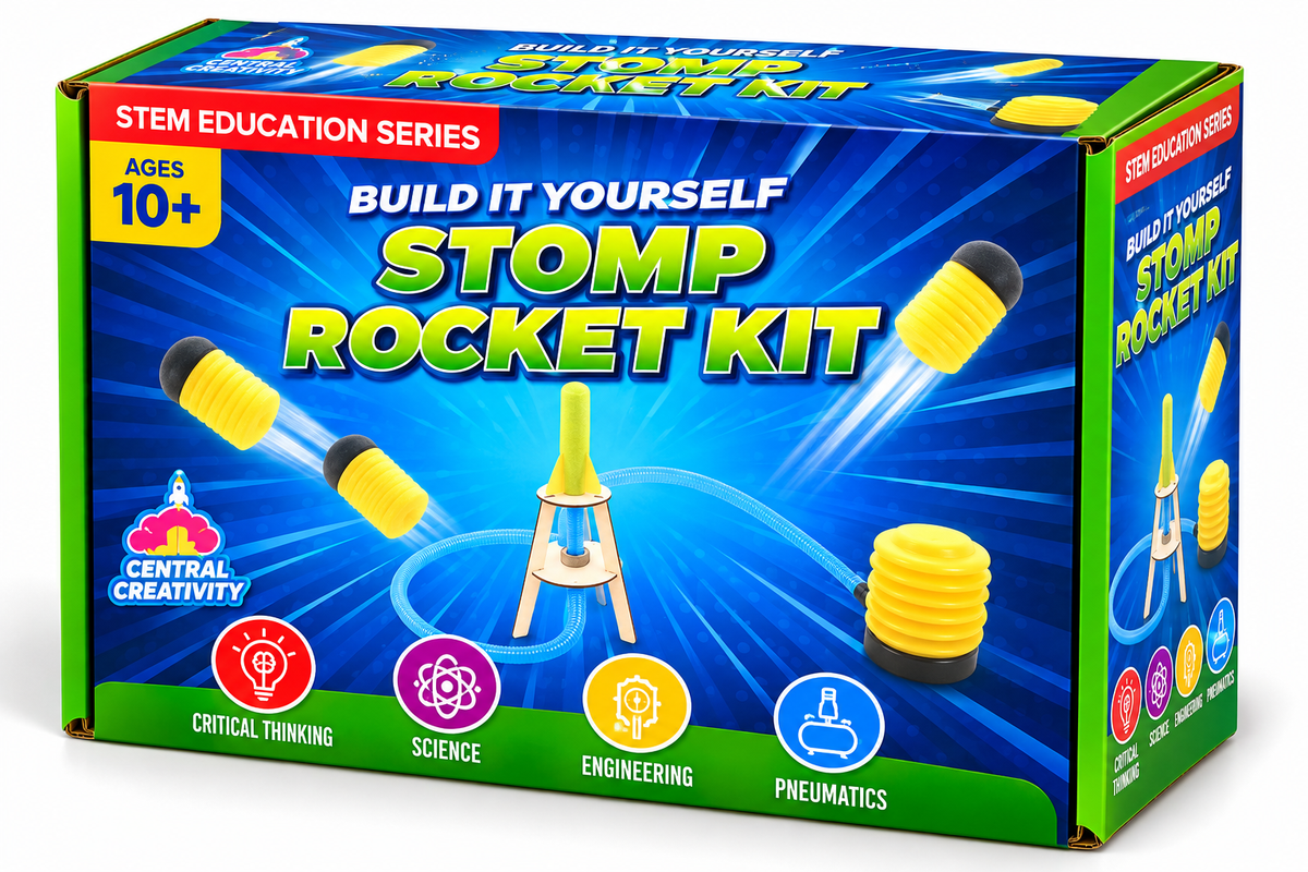 Stomp Rocket Kit box, Central Creativity STEM Education Series, ages 10 plus